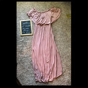 Mauve off the shoulder maxi dress
